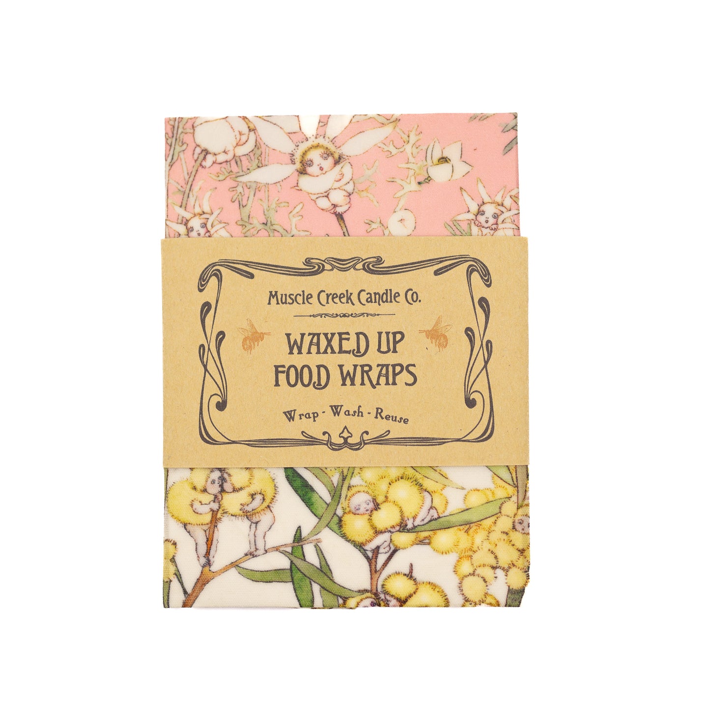 Beeswax Wraps - May Gibbs - Flannel Flowers/Blossom Babies (2 Lunchbox Set)